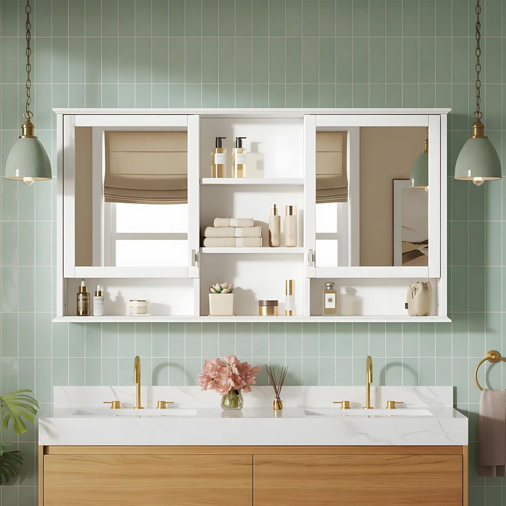 Home Bathroom Cabinets - Armadietto da Bagno con Specchio 55