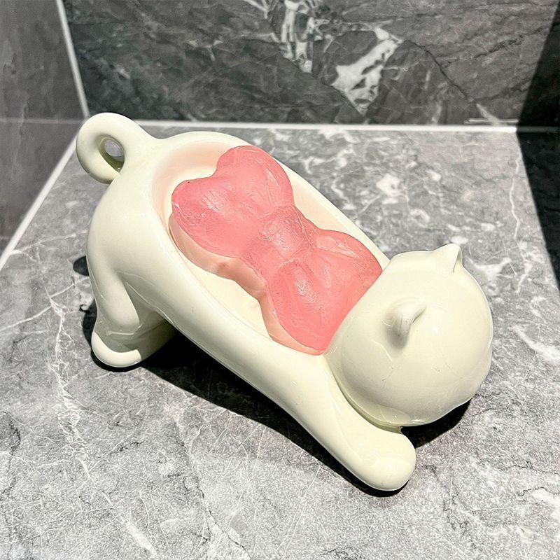 Home Center Bathroom Accessories - Portasapone a Forma di Gatto, Contenitore